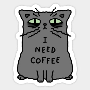 Russian blue cat breed - I need coffee Sticker